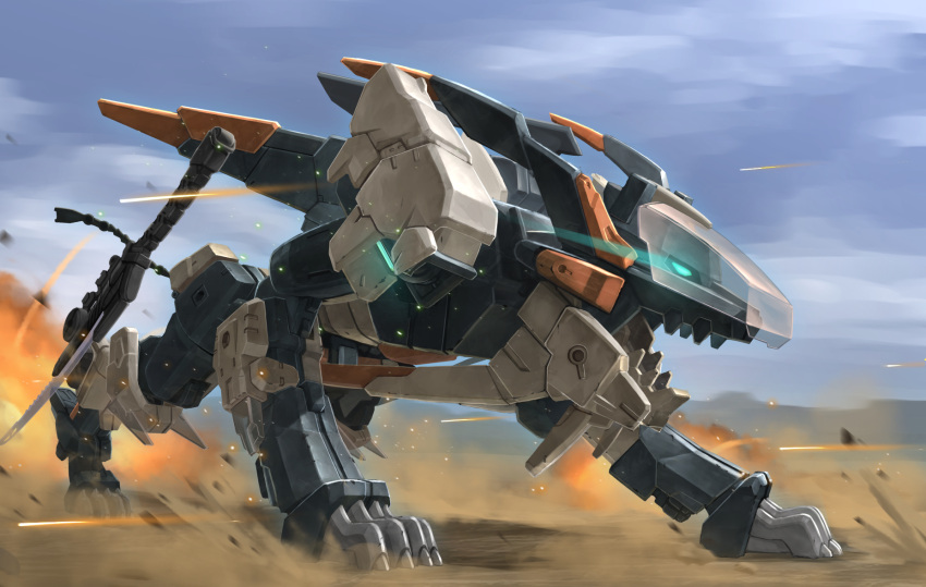 alkham, blue_eyes, code_beast, explosion, glowing, glowing_eye, highres, hundred_edge_alma
