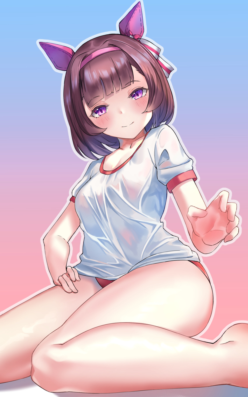 1girl, absurdres, alternate_costume, black_hair, buruma, commentary_request, envel203, gym_uniform