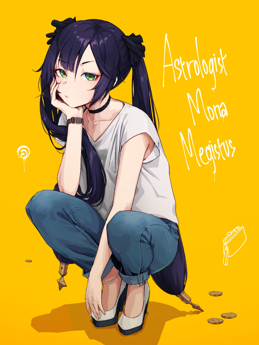 1girl, absurdres, alaskastomatoez, alternate_costume, black_choker, black_hair, black_ribbon, casual