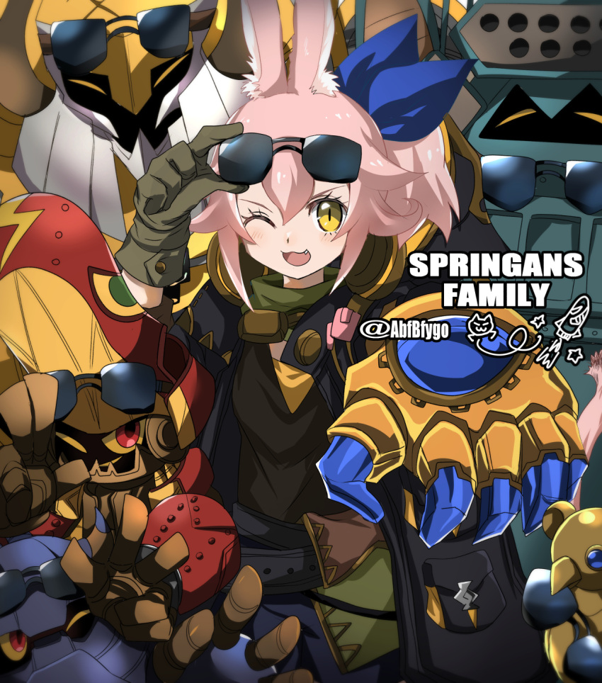 1girl, abfbfygo, animal_ears, asymmetrical_gloves, bangs, belt, blue_eyes, colored_sclera