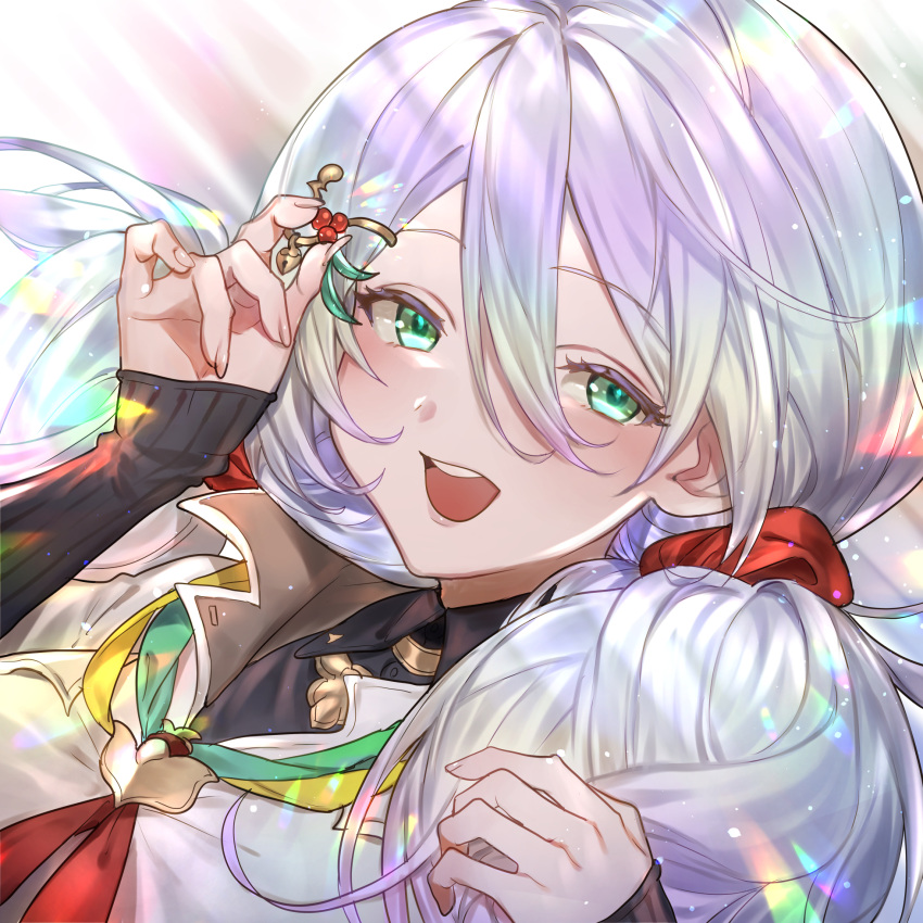 1girl, bridal_gauntlets, cupitan_(granblue_fantasy), granblue_fantasy, green_eyes, hair_ornament, hairclip, highres