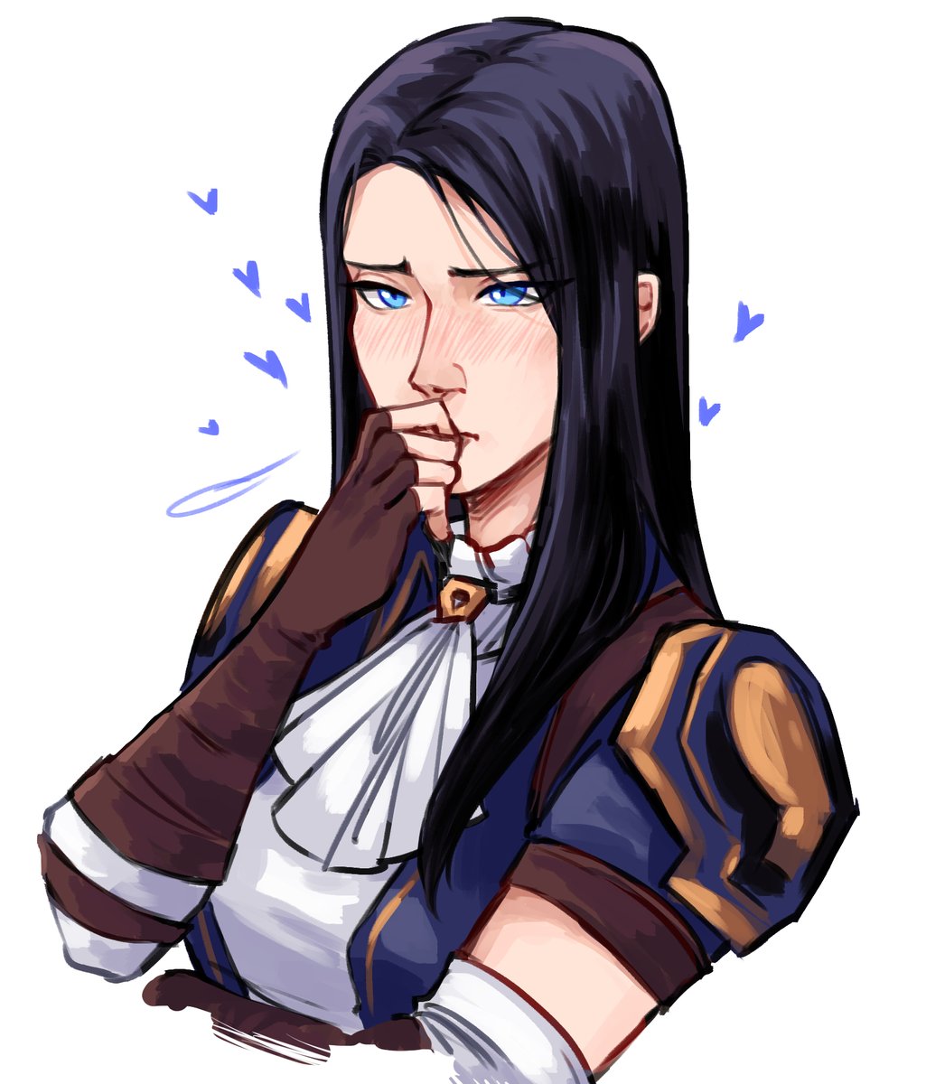 1girl, arcane:_league_of_legends, arcane_caitlyn, ascot, bangs, black_hair, blue_eyes, blush