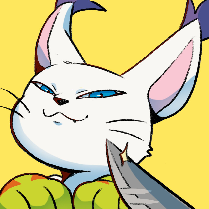 :3, blue_eyes, cat, digimon, digimon_(creature), digimon_adventure, fang, half-closed_eyes