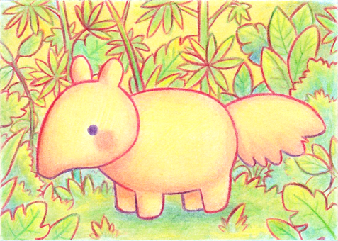 aardvark, animal, animal_focus, anteater, bisquii, card, chibi, commentary