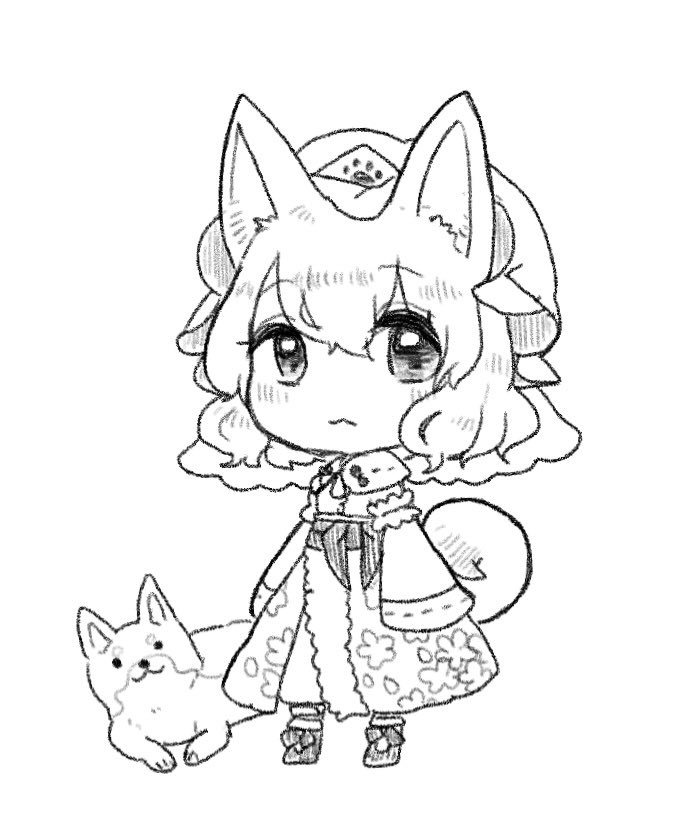 1girl, :<, animal, animal_ears, blush, chibi, closed_mouth, dog