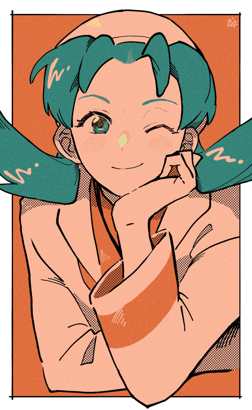 1girl, aqua_hair, arm_support, bangs, colored_eyelashes, eyelashes, hand_on_own_chin, hand_on_own_face