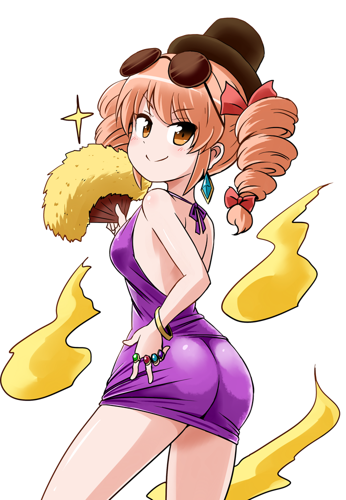 1girl, alternate_costume, ass, aura, back_cutout, bangle, bodycon, bow