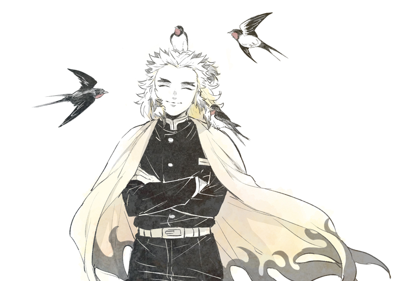 0shu_0v0, 1boy, ^_^, animal, animal_on_head, animal_on_shoulder, belt, bird