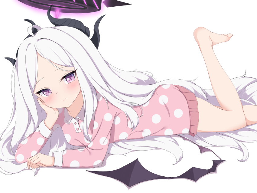 1girl, arm_support, bangs, bed_sheet, blue_archive, blush, commentary_request, dae_(dog-of-maou)