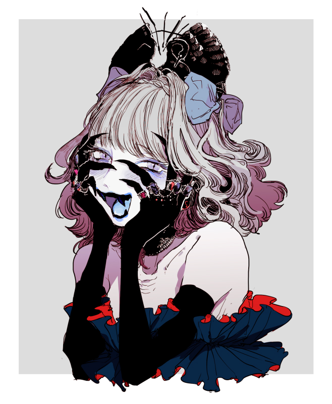 1girl, :d, bangs, blunt_bangs, blush, bobbbob, bow, braid