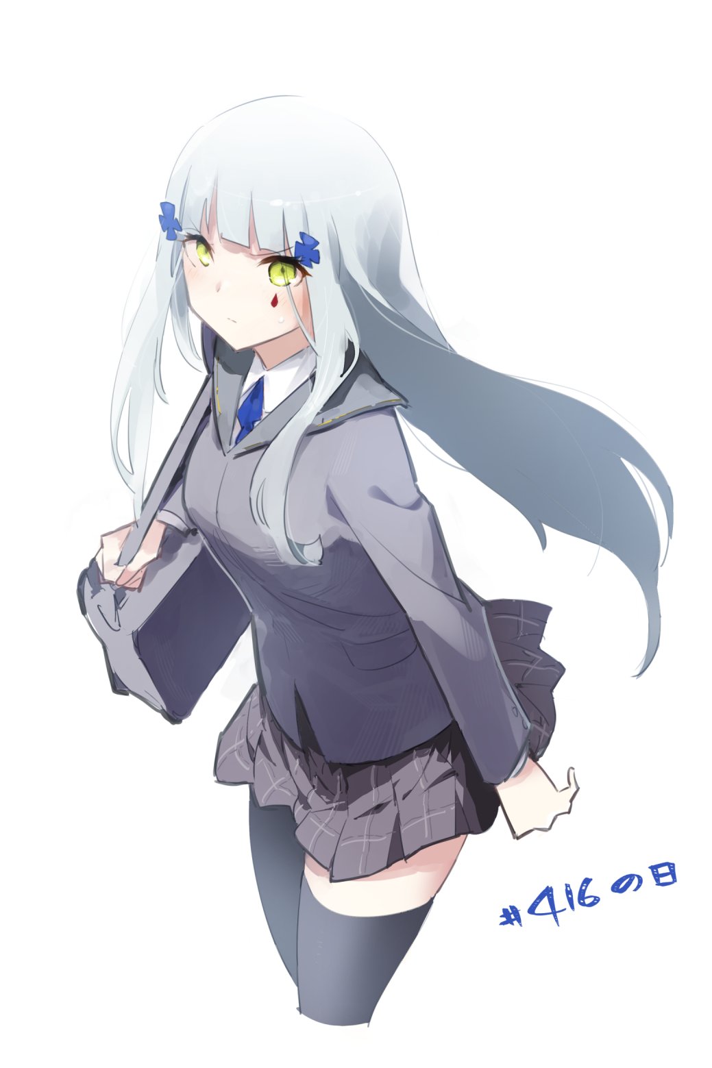 1girl, 416_day, alternate_costume, bag, girls_frontline, green_eyes, highres, hk416_(girls'_frontline)