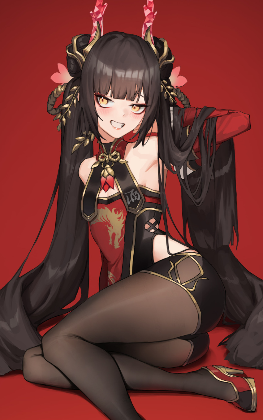 1girl, absurdres, ass, bangs, black_hair, black_shorts, black_survival, blush