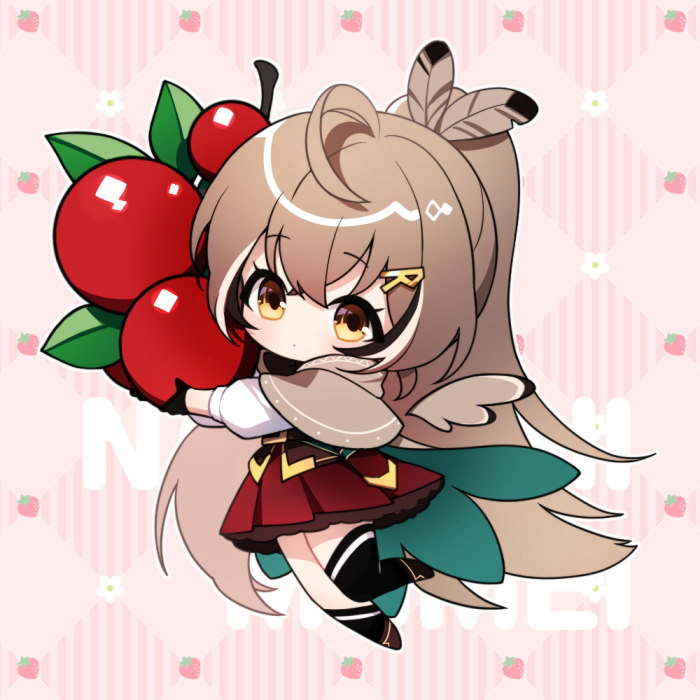 ahoge, asymmetrical_legwear, bangs, belt, berry, boots, brown_capelet, brown_cloak