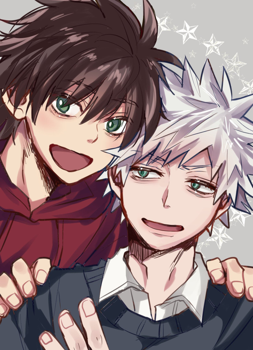 2boys, black_hair, coro_(leocorok), darren_shan, green_eyes, highres, male_focus, multiple_boys