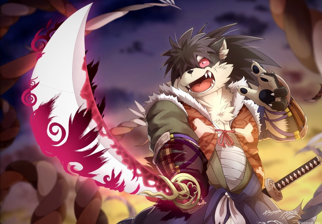 1boy, animal_ears, animal_nose, armor, blurry, blurry_background, body_fur, colored_sclera