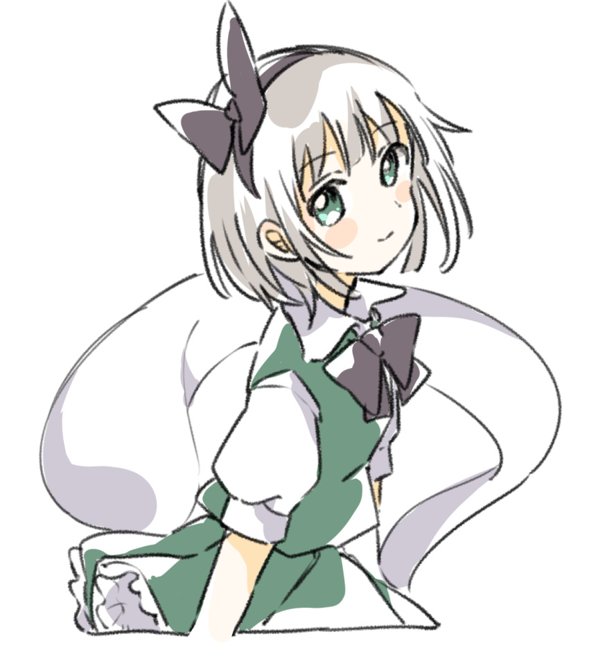 1girl, arms_at_sides, bangs, black_bow, black_bowtie, black_hairband, blunt_bangs, blunt_ends