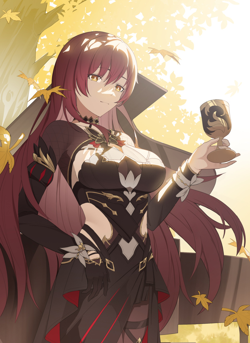 1girl, absurdres, bangs, breasts, closed_mouth, dress, eden_(honkai_impact), goblet