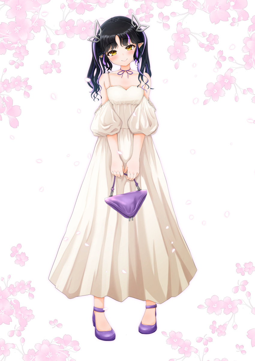 1girl, absurdres, alternate_costume, bag, bangs, black_hair, blush, closed_mouth