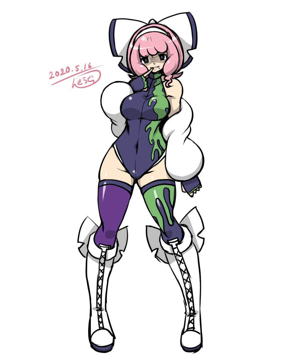 1girl, asymmetrical_clothes, asymmetrical_legwear, bow, fingerless_gloves, full_body, gloves, highres