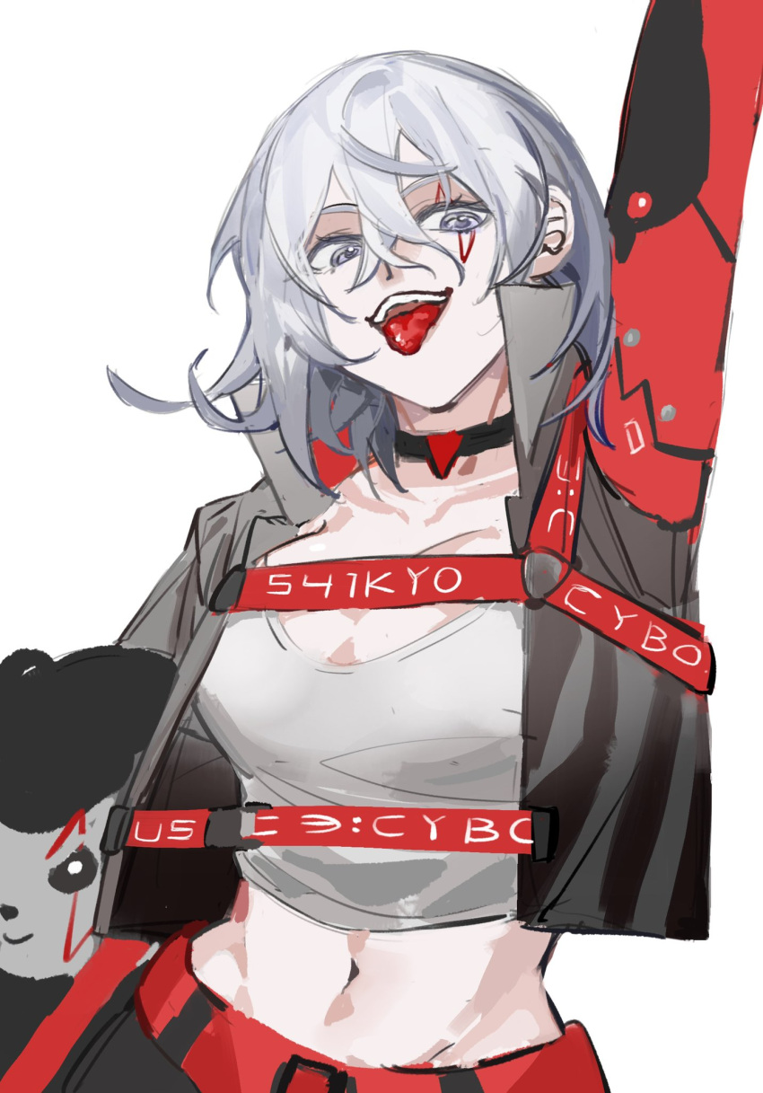 1girl, bangs, black_choker, chinese_commentary, choker, collarbone, fulgur_ovid, genderswap