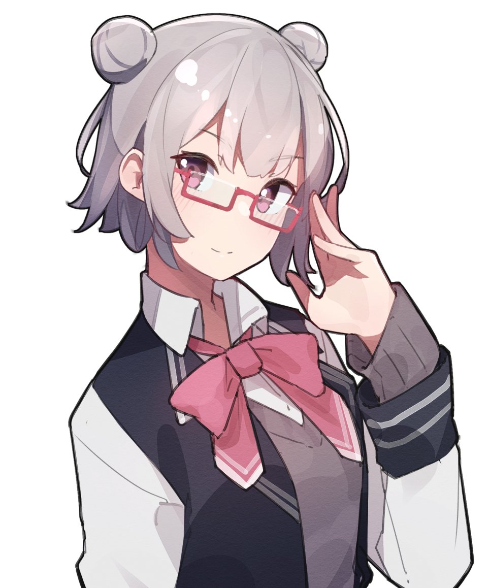 1girl, bespectacled, blazer, blue_jacket, bow, bowtie, cevio, commentary