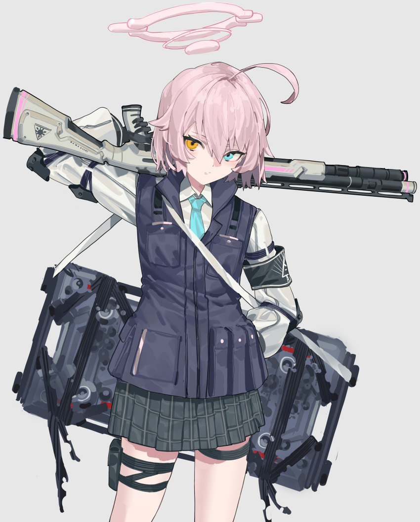1girl, absurdres, ahoge, armband, black_gloves, blue_archive, blue_eyes, blue_necktie