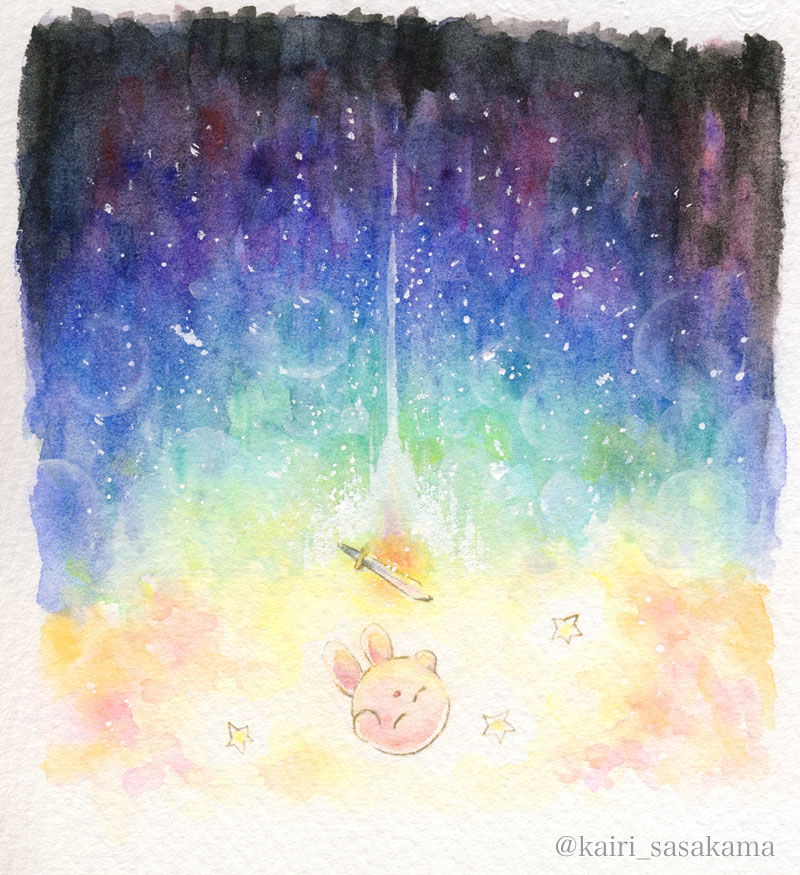 closed_eyes, falling, kirby, kirby's_dream_land_3, kirby_(series), light, open_mouth, satou_kairi_(u-garden)