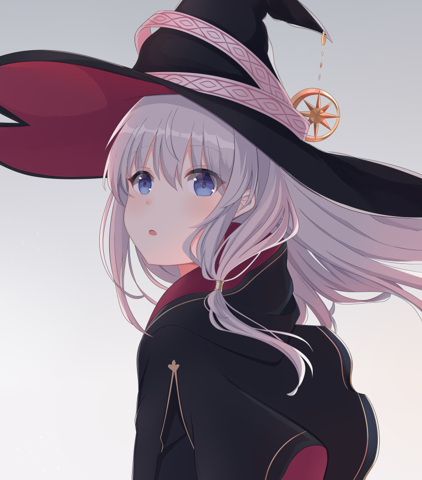 1girl, absurdres, bangs, black_headwear, black_robe, blue_eyes, blush, braid