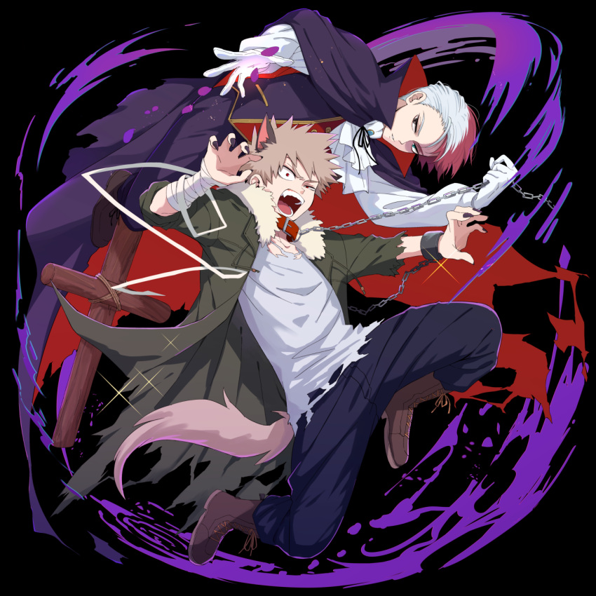 2boys, akiyama_(noconoco), animal_ears, bakugou_katsuki, bangs, blonde_hair, blue_eyes, boku_no_hero_academia