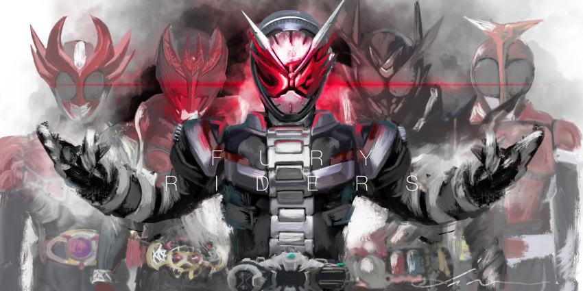 5boys, abs, absurdres, altering_(agito), angry, armor, artist_name, belt