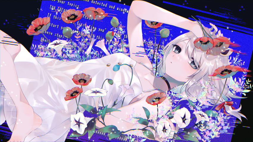 1girl, absurdres, alternate_costume, animal_ears, bear_ears, blue_background, blue_screen_of_death, braid
