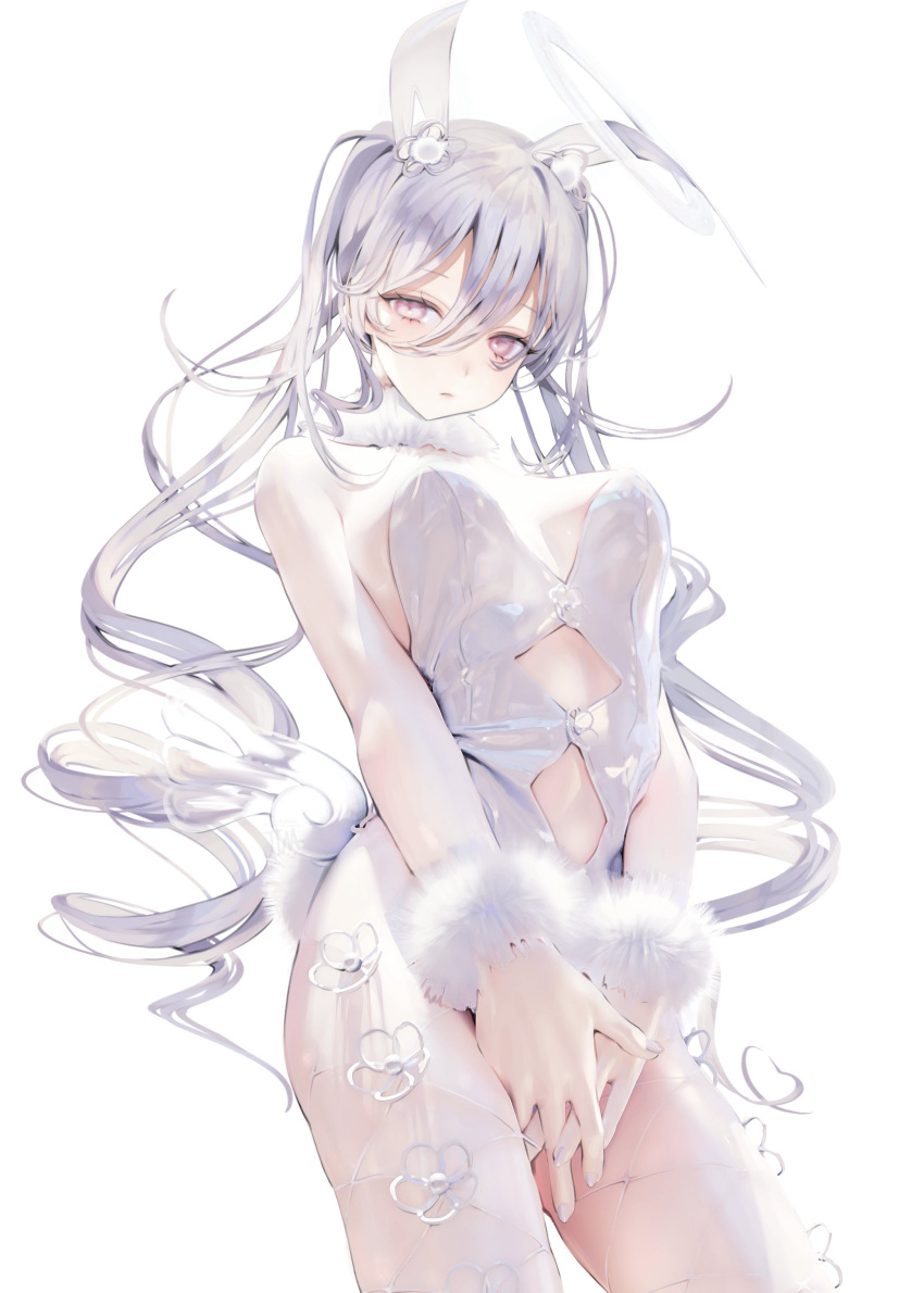 1girl, absurdres, adapted_costume, animal_ears, bangs, between_legs, breasts, clothing_cutout