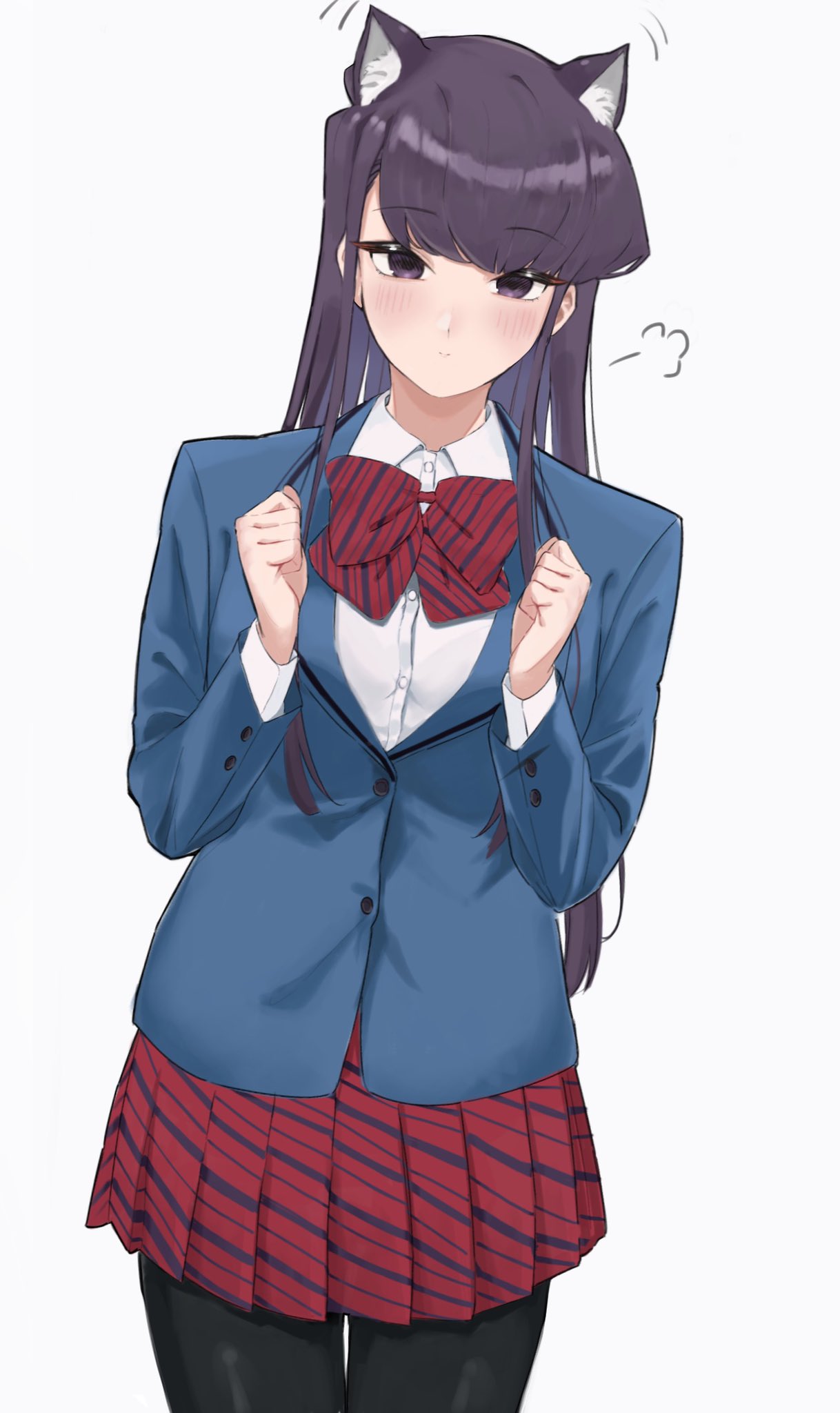 1girl, animal_ears, ayatak0517, bangs, black_eyes, black_hair, black_legwear, blazer