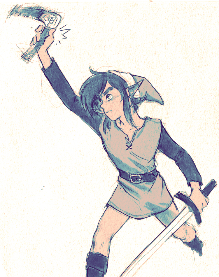 1boy, arm_up, bangs, belt, boomerang, boots, grabbing, headgear