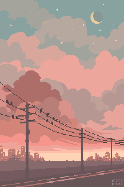 animated, animated_gif, artist_name, bird, city, crescent_moon, dragon, english_commentary