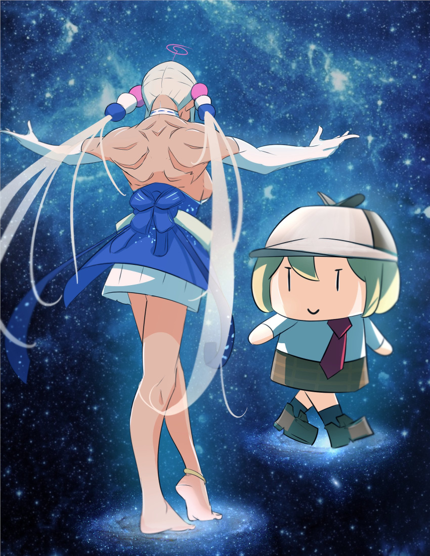 baneposting_(meme), bangs, blonde_hair, chibi, dark-skinned_female, dark_skin, elbow_gloves, gloves