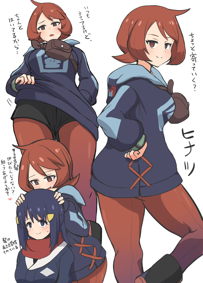 2girls, absurdres, akari_(pokemon), arezu_(pokemon), asyura_kumo, breasts, brown_bag, diamond_clan_outfit