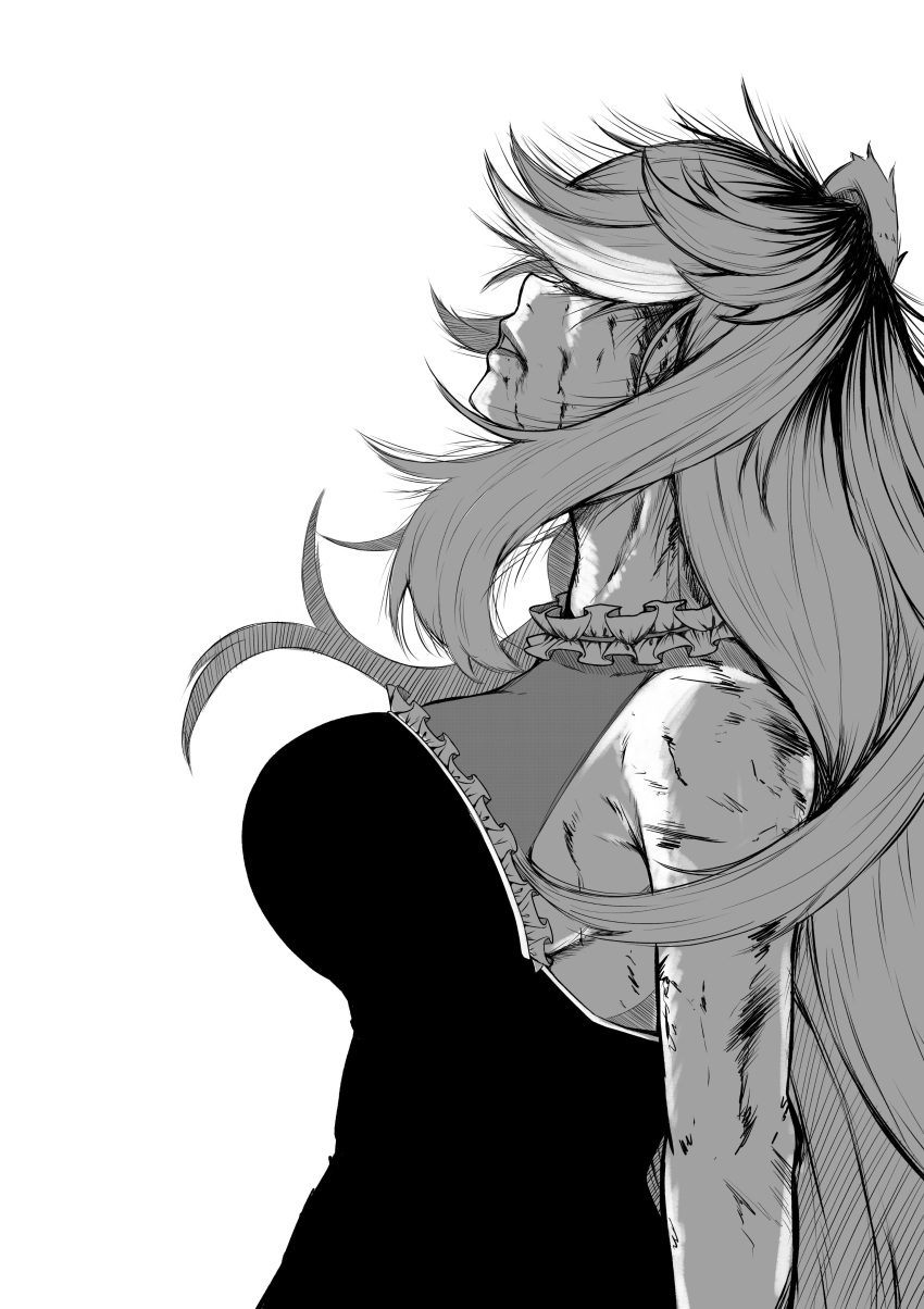 1girl, absurdres, animal_ears, bangs, blood, blood_on_arm, blood_on_face, breasts