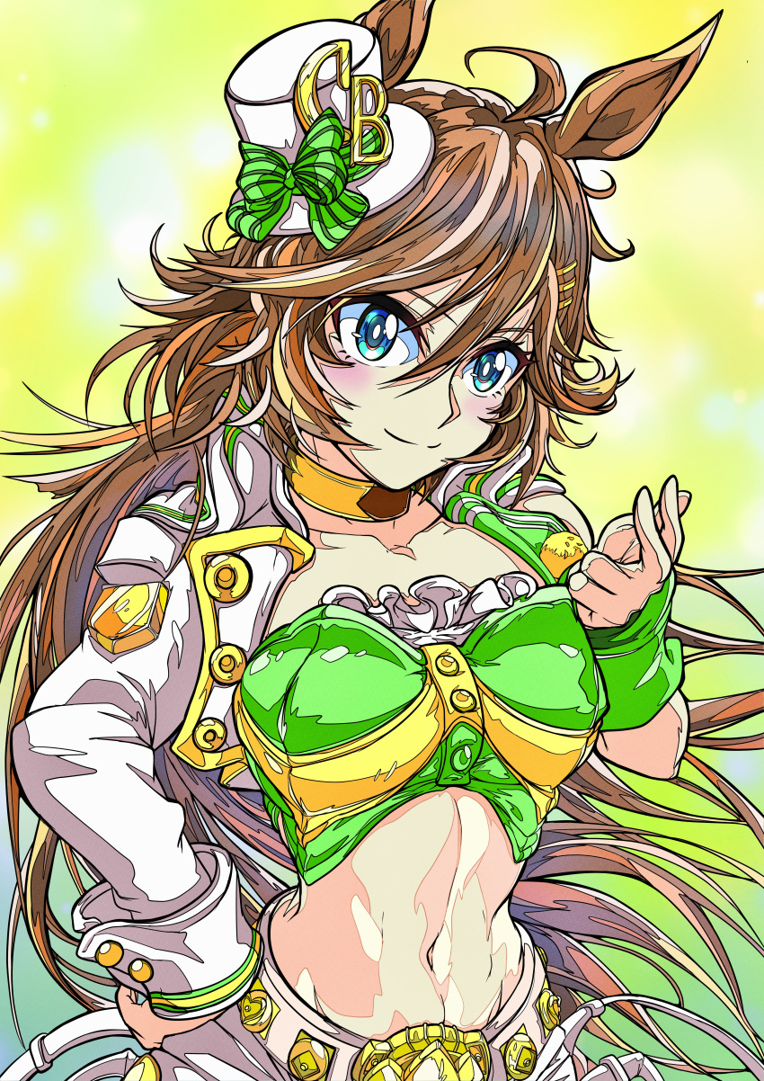 1girl, absurdres, aqua_eyes, bangs, blush, bow, breasts, brown_hair