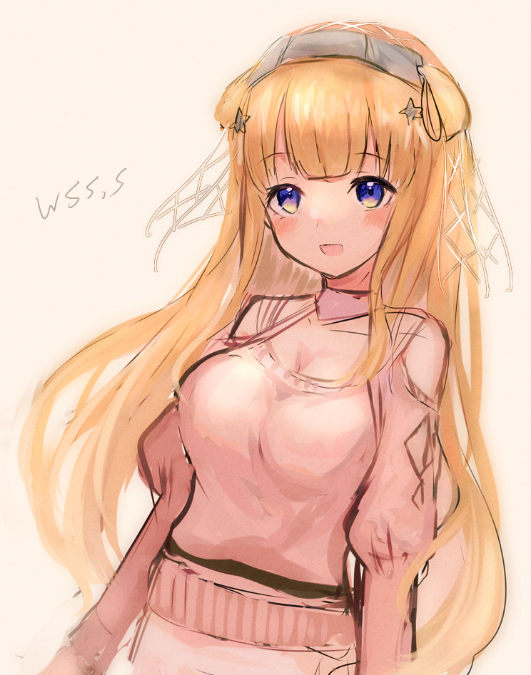 1girl, blonde_hair, blush, breasts, double_bun, eyebrows_visible_through_hair, fletcher_(kancolle), fletcher_mk_ii_(kancolle)