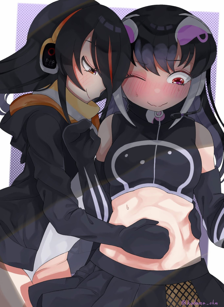 african_penguin_(kemono_friends), animal_costume, black_eyes, black_hair, closed_mouth, emperor_penguin_(kemono_friends), headphones, highres
