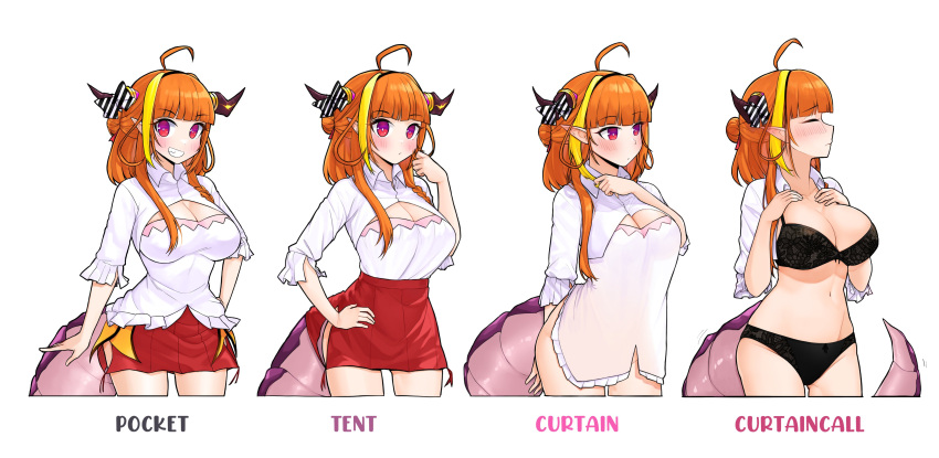 1girl, absurdres, ahoge, bangs, blonde_hair, blunt_bangs, blush, bra