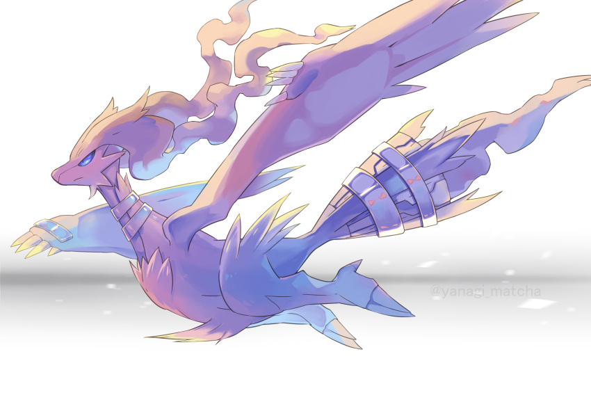 absurdres, blue_eyes, claws, closed_mouth, commentary_request, flying, from_side, highres