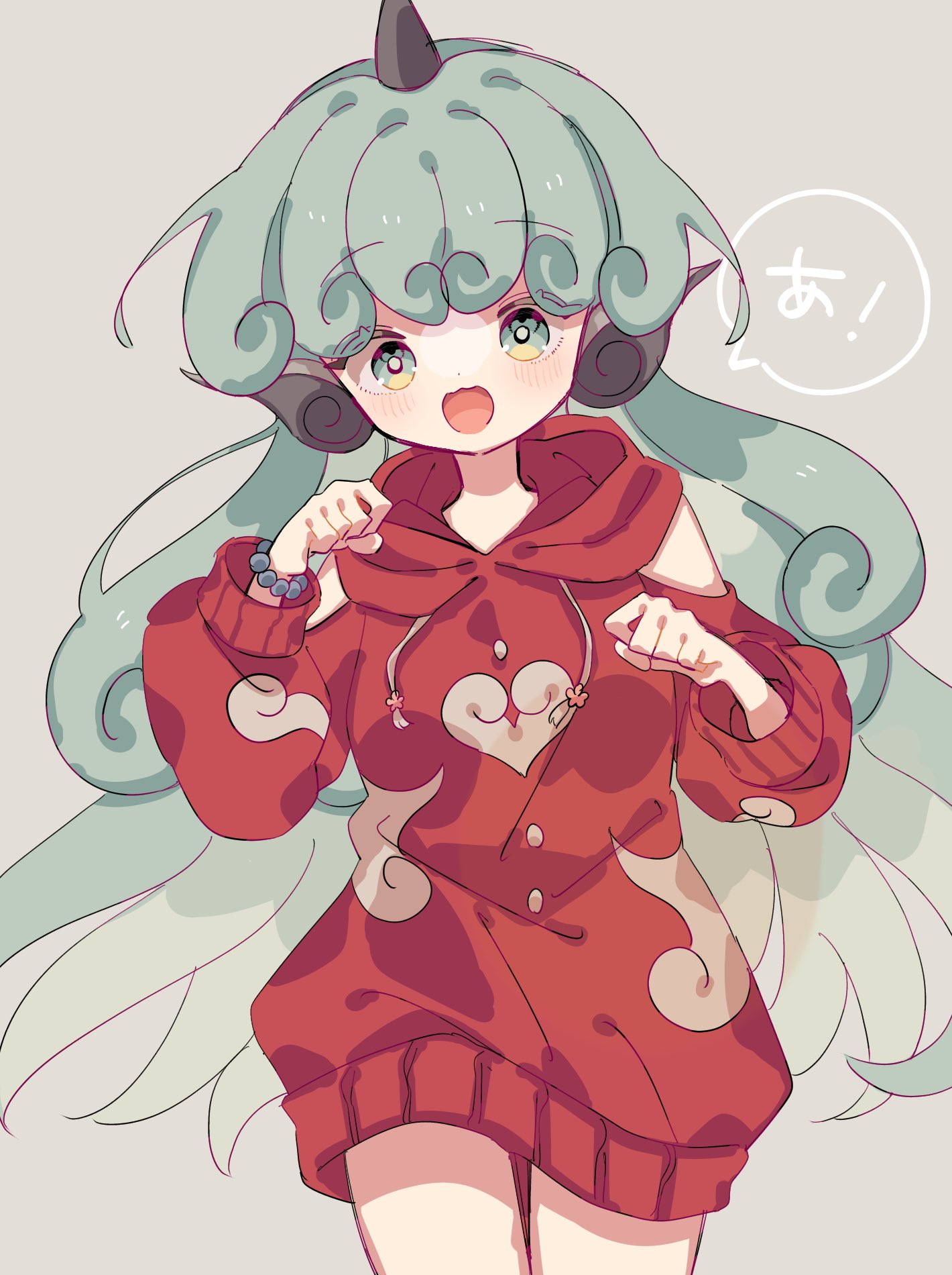 1girl, :3, :d, adapted_costume, bare_shoulders, clothing_cutout, cowboy_shot, curly_hair