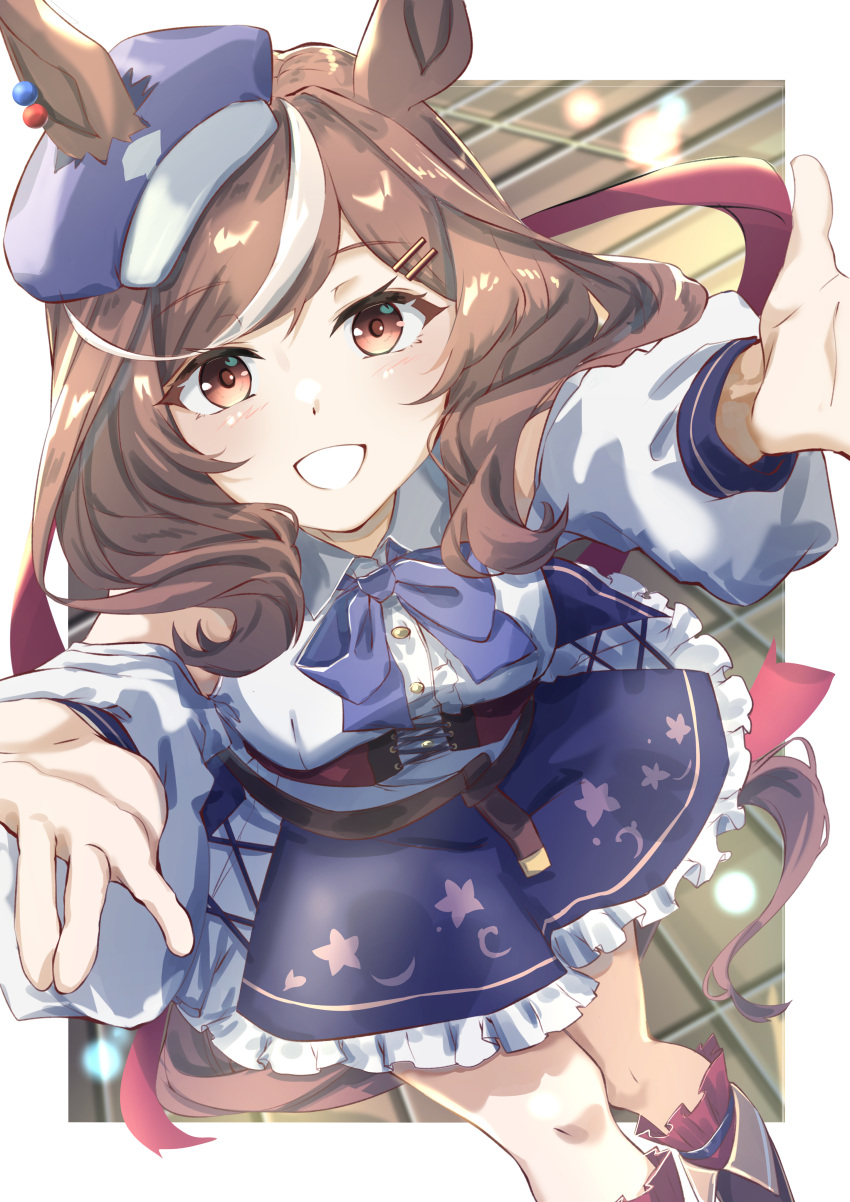1girl, absurdres, animal_ears, belt, blush, breasts, brown_eyes, brown_hair