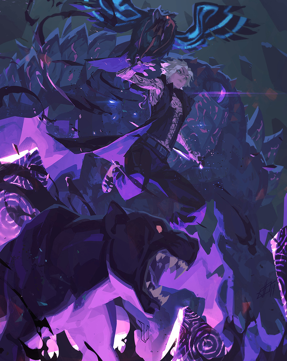 1boy, arm_tattoo, bare_shoulders, belt, bird, black_coat, black_panther, black_pants