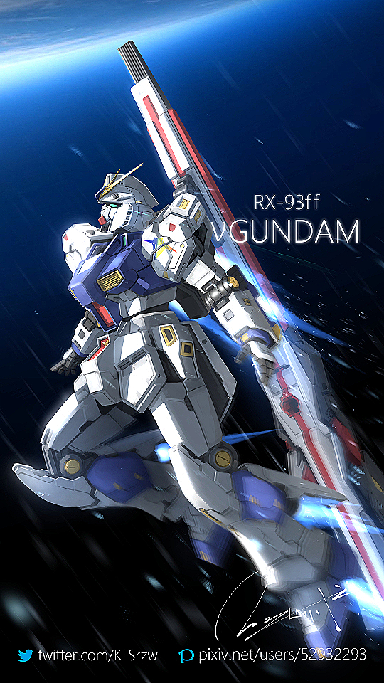 aqua_eyes, char's_counterattack, character_name, commentary_request, english_text, flying, gundam, mecha