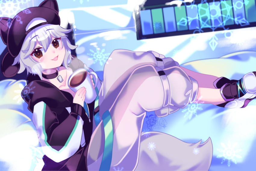 1other, animal_ears, bianca_lattei, choker, coffee, coffee_mug, cup, essi