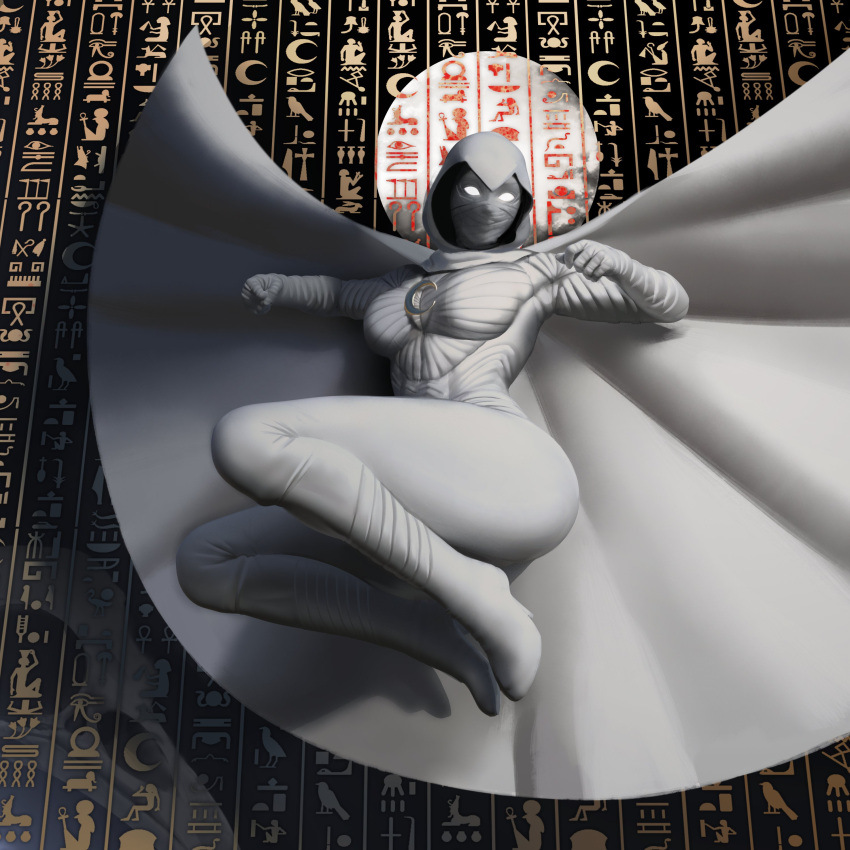1girl, absurdres, bodysuit, boots, breasts, cape, egyptian, flying