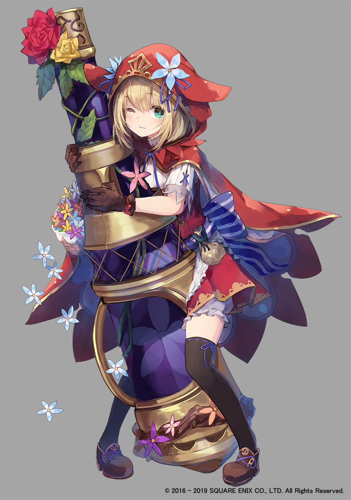 1girl, black_legwear, blonde_hair, bloomers, brown_gloves, cannon, cape, dress
